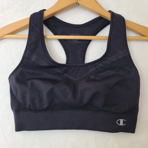 Champion Women's Black Sports Bra Size M Racerback Wireless - Picture 2 of 8